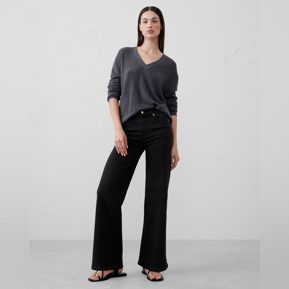 NWT! Banana Republic Black High-Rise Wide-Leg Jean - Size 35/20 🩷